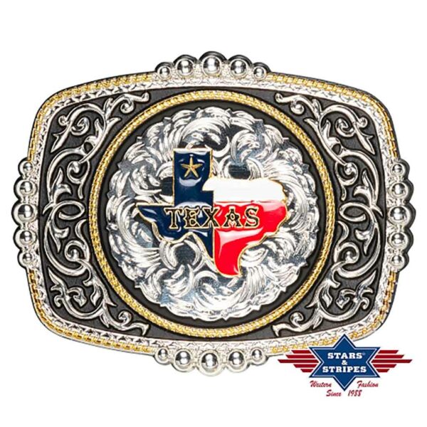 GS-609 Boucle de ceinture TEXAS Stars and Stripes unisexe