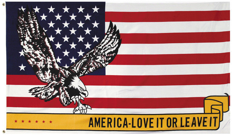 Drapeau USA Etats-Unis avec aigle We support our troops - 90 x 150 cm