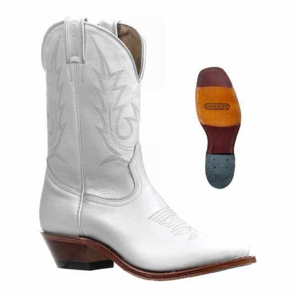 3912 Bottes Boulet western country Bout pointue blanche femme